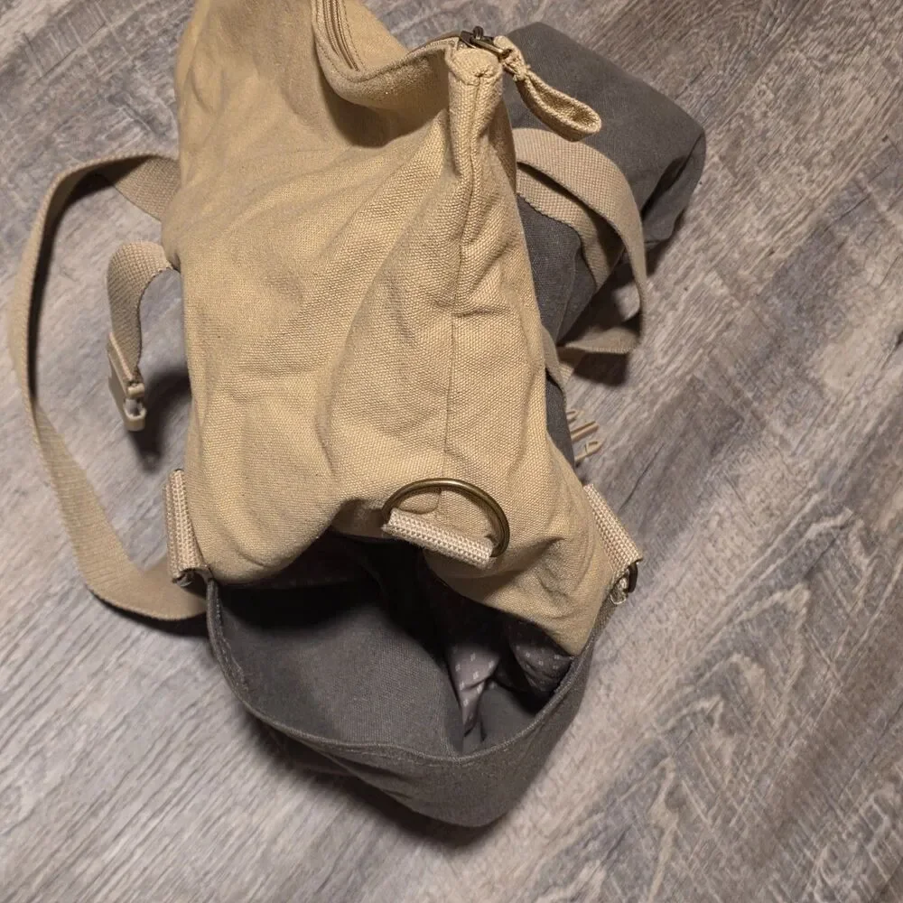 Scan Writer Green Tan Tote Carry Bag Vintage Cotton Field Co Collection 19X6X5